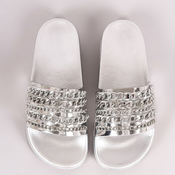 BAMBOO Shoes - NEW🔥 Metallic Chain Link Slide Sandal Flip Flops